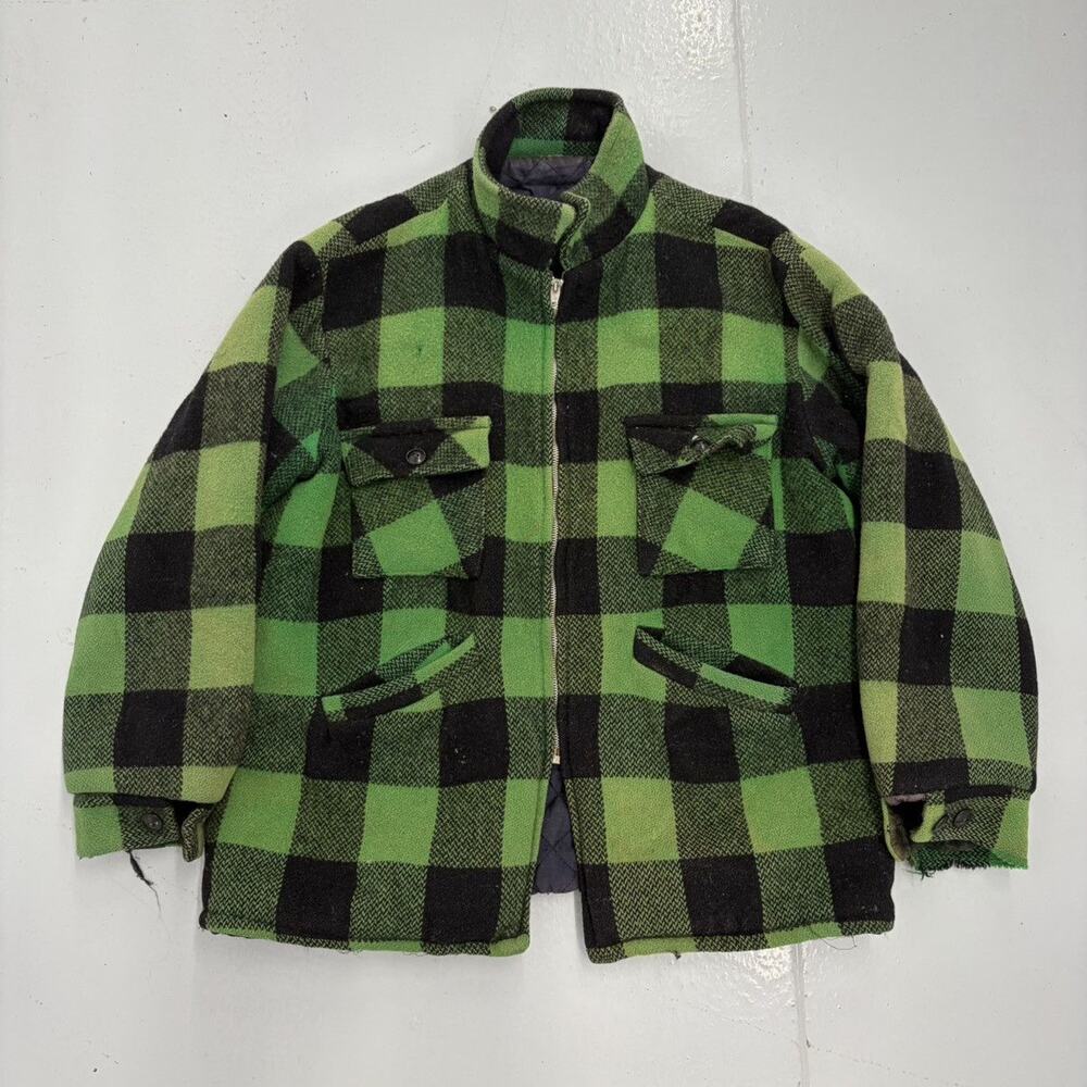 Vintage 50s Green/Black Wool Buffalo Check Jacket